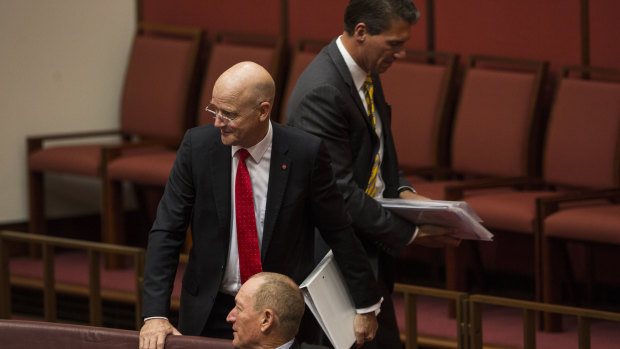 Senators Cory Bernardi, David Leyonhjelm and Fraser Anning on Tuesday.