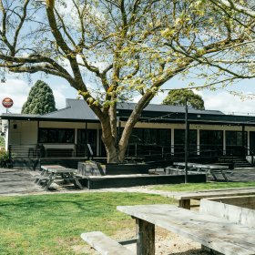 The beer garden is the kind you only find in the country.
