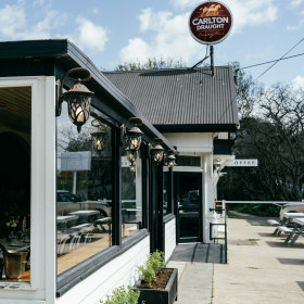 Outside the Batesford Hotel.