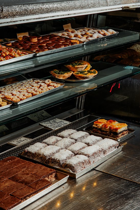 Lamingtons and assorted cakes. 