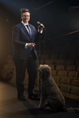 Hannah Gadsby with her dog, Douglas.