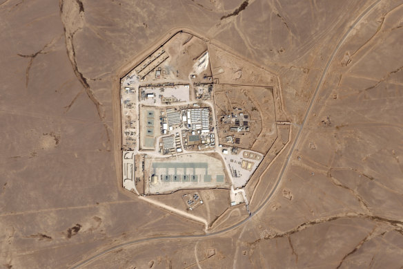 This satellite image shows a military base in Jordan where three US soldiers were killed and 40 wounded.
