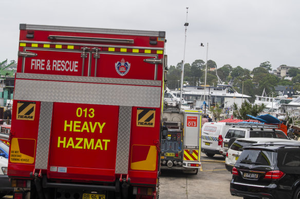 HAZMAT teams attended the raid at Blackwattle Bay Marine. 