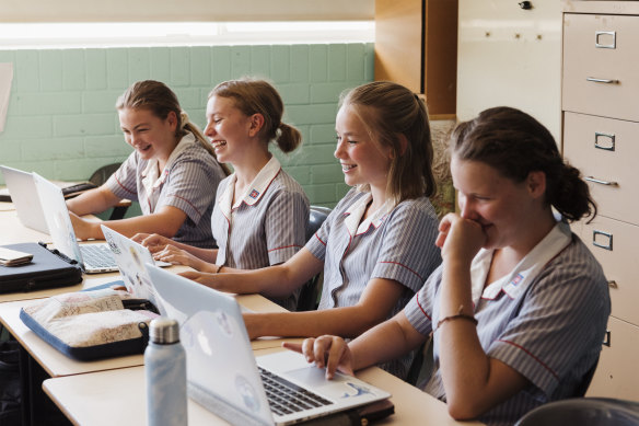 An all-girls' design and technology class at Pittwater House School