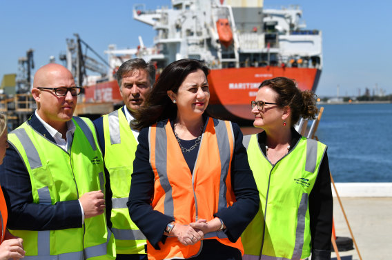 Queensland Premier Annastacia Palaszczuk, then-treasurer Curtis Pitt at an announcement in October 2017 to green-light the new cruise ship terminal for Brisbane.