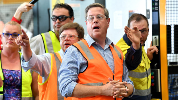 Tim Nicholls, campaigning in Mackay on Monday, sees no problem in the LNP's approach to gender diversity.