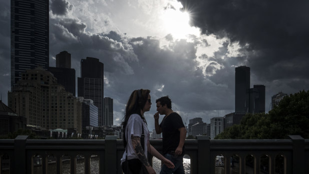 A storm rolls into Melbourne on Tuesday night. 