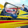 Aerobatics team Paul Bennet and his son Jett Bennet at the Australian international Airshow at Avalon on Tuesday.