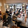 Inside the street-level Carlton Draught bar.