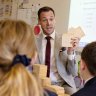 Teacher Matt Garrett with his year 4 students at Northholm Grammar School