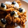 Bite-sized chicken with caviar was inspired by the chef’s four-year-old daughter.