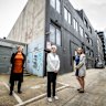 Europa on Alma chair Vanessa Lucas (left) and neighbours Barbara Kessell and Georgina Buskens in the laneway to be affected by the development.