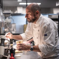 Chef Corey Costelloe in the kitchen at his Marrickville venture.