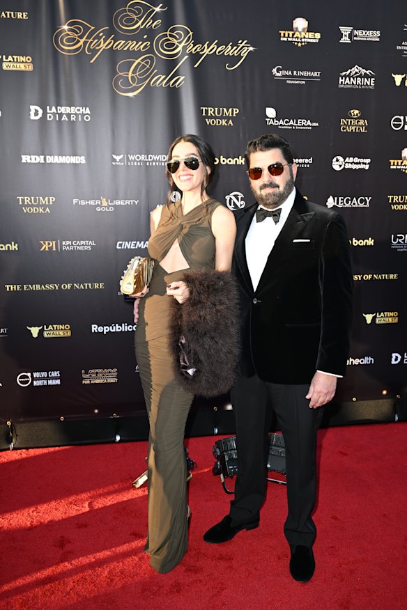 Gabriela Chiriboga and Carlos de Miguel attend the Hispanic Prosperity Gala at Mar-a-Lago in Palm Beach, Florida, in February.