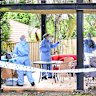 Forensic police at the Springfield Lakes home on Saturday.