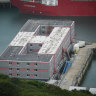 The Bibby Stockholm immigration barge in England, part of a contract for Australia’s Corporate Travel Management.