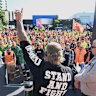 Union members at Bowen Hills on Thursday.