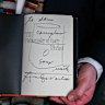 Andy Warhol’s inscription - replete with a Campbell soup can sketch.