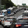 Traffic at the Rozelle Interchange on Tuesday, November 28, 2023.