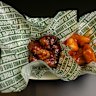 Spicy Korean boneless wings, and Hawaiian boneless wings at the new Wingstop store in Kings Cross, Sydney. 