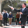 Nelson Alexander auctioneer Luke Chisholm at 36 Church St, Fitzroy North, which sold for $1.931 million at auction on Saturday.