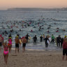 Hundreds of boardriders made a circle off Bondi Beach in memory of those killed at the Bondi Junction stabbing attack.