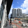 Construction under way at the controversial Joseph Road precinct in September, long after residents had moved in. 