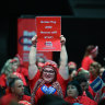 Nurses and midwives at the statewide meeting at Festival Hall on Monday.