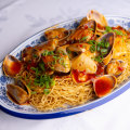 XO pipis in a fruity chilli sauce with egg noodles.