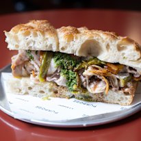 The porchetta sandwich.