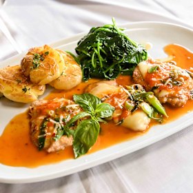 Veal scallopini alla arrabbiata.