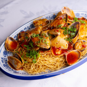 XO pipis with egg noodles.