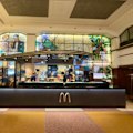 The interior features the original stained-glass windows from its cafe heyday.