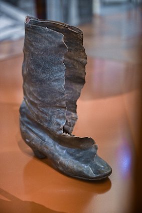 Ned Kelly’s boot on display at the State Library of Victoria. 