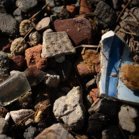 Building waste and rubble seen at the edge of the Wheeny Creek wetlands.