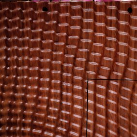 Close up of the textured box fronts in the new Sydney Opera House Concert Hall.