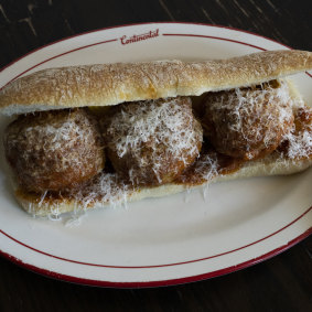 Meatball and parmigiano-reggiano sandwich