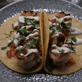 Esteban’s fire-grilled Mooloolaba banana prawn taco.