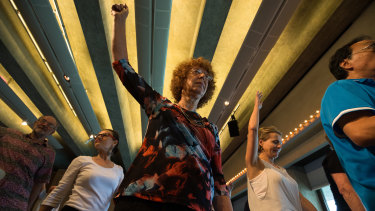 Participants in a dance class for people who have Parkinson's disease.
