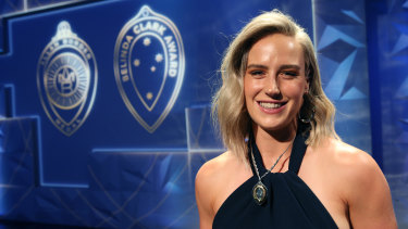Ellyse Perry after claiming the title of Australia's top female cricketer at the Allan Border Medal awards last month.