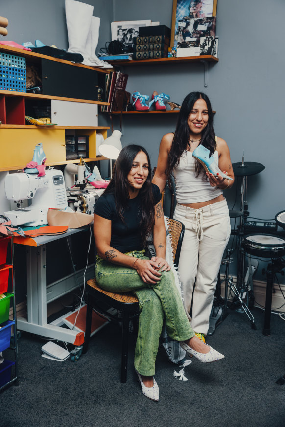 Emily, left, and Effi Mavratzas in their home studio in Sydney.