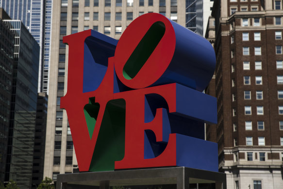 The Robert Indiana sculpture <i>LOVE</i> in John F. Kennedy Plaza, commonly known as Love Park, in Philadelphia, Monday, May 21, 2018. 