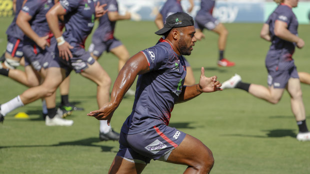 Samu Kerevi training with the Queensland Reds today.