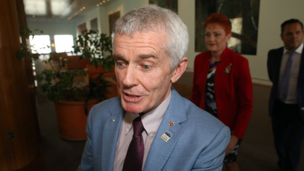Malcolm Roberts shortly after the High Court's decision in Canberra.