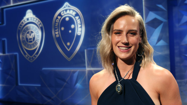 Ellyse Perry after claiming the title of Australia's top female cricketer at the Allan Border Medal awards last month.