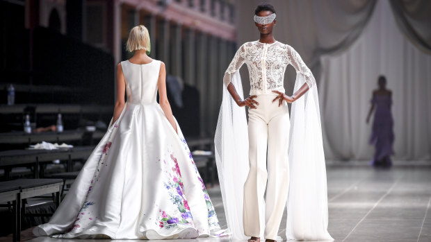 Designer Jason Grech included a pants look in his presentation in the bridal runway.