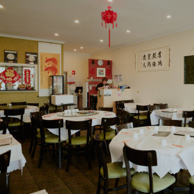 Inside the Chinese vegetarian restaurant.