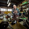 Wadih Yacoub at age 96, in his Essendon home workshop, Wadih still makes men’s shoes for a high-end Melbourne city shoe shop, McCloud Shoes. He started making shoes when he was 10 years old in Tripoli, Lebanon.