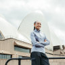 Ethiopian runner Gotytom Gebreslase at the Sydney Opera House, ahead of the Sydney Marathon