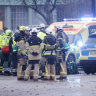 Emergency services at the scene of the shooting at Risbergska School, in Örebro, Sweden.